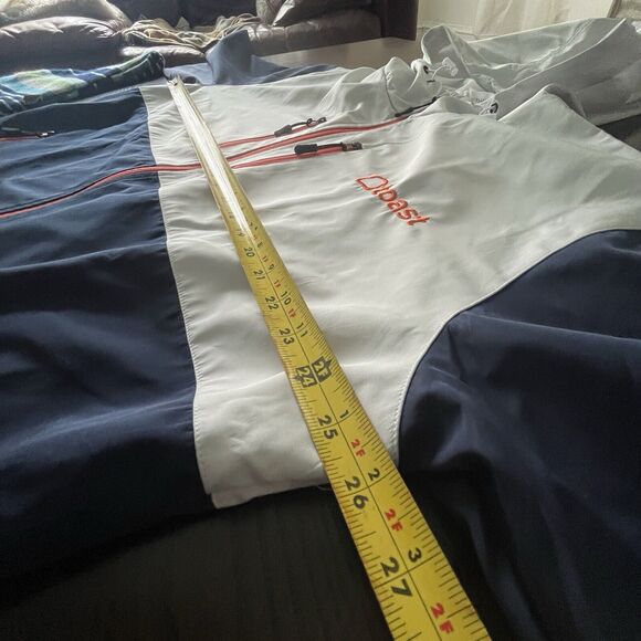 Toast Jacket 2XL Windbreaker Zip Color Block Navy White Orange Embroidered Hoody - Picture 9 of 12